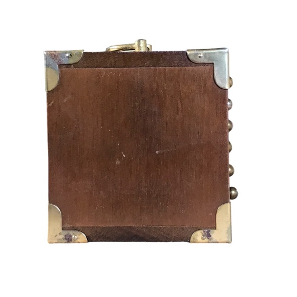 MCM Vintage Goodwood Teak Wooden Box Of 12 Wood And Cork Coasters Brass Handles - Picture 6 of 10